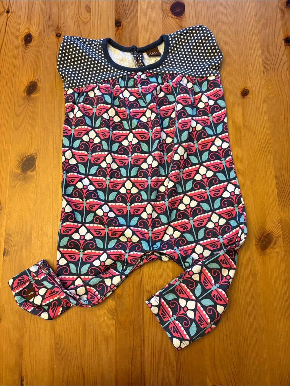 Tea Collection Navy, Pink & Teal Patterned  One-Piece